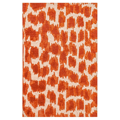 Abstract design vloerkleed Ikat met vlekken en vage vormen oranje en ivoor