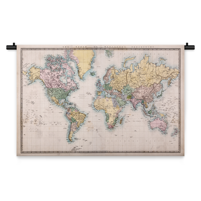 Wandkleed Wereldkaart met landen