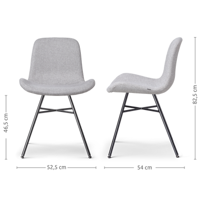 Eetkamerstoel Noa-Fé gestoffeerd - zwart onderstel