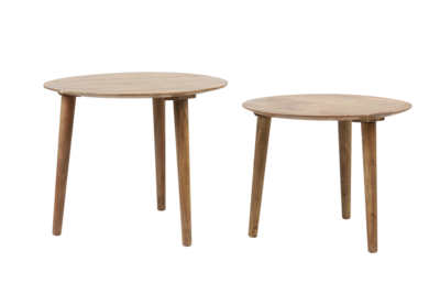 Bijzettafel hout natural - Set van 2