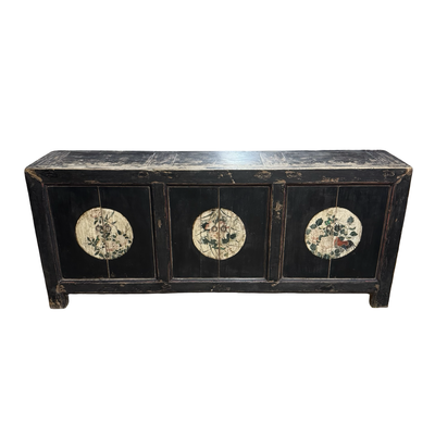 Dressoir 6dr zwart/beschilderd uniek