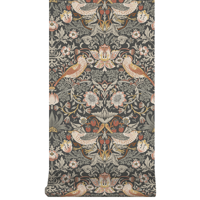 vliesbehang william morris at home strawberry thief charcoal
