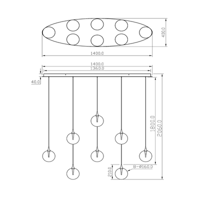 Hanglamp Gisela 8-lichts - Amber