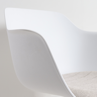 Nout-Liz bureaustoel wit onderstel - Witte kunststof zitting met armleuningen