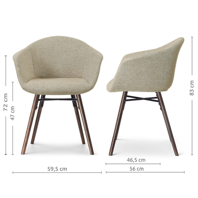 Eetkamerstoel Nena-Otis walnoot houten onderstel