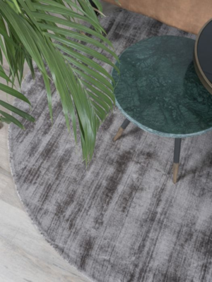 Vloerkleed Viscose - Dark Grey Rond