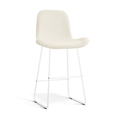 Barkruk Nino-Fé wit onderstel rib beige 75 cm