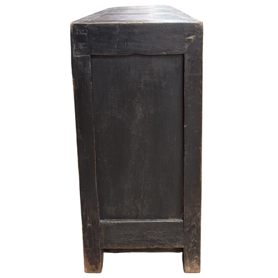 Dressoir 6dr zwart/beschilderd uniek