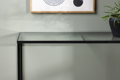 Toa Sidetable - 100 x 30 cm - Zwart met Glas