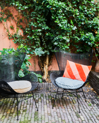 HKliving Striped Velvet Cushion red/pink