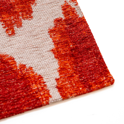 Abstract design vloerkleed Ikat met vlekken en vage vormen oranje en ivoor