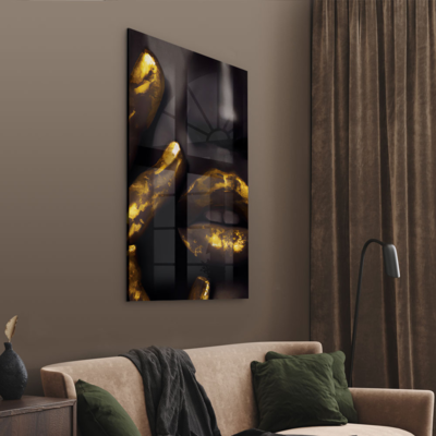 Walljar acrylglas schilderij - Golden Lips