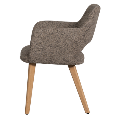 Murat eetkamerstoel taupe met houten poot naturel