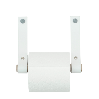Leren toiletrolhouder (roldrager: rondhout)