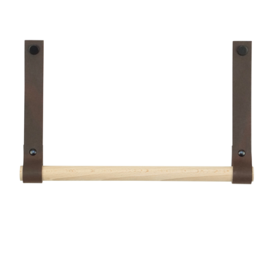 Leren keukenrolhouder (roldrager: rondhout)