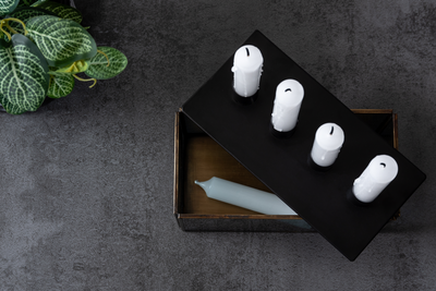 Kandelaar Boxed rechthoek zwart glas