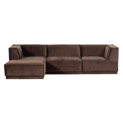 Manu chaise longue bank links velvet bruin [fsc]