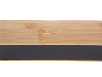 Wekker Changing Colour LED bruin bamboe