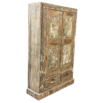 Kast 2deur snijwerk + 2 la bloem motief