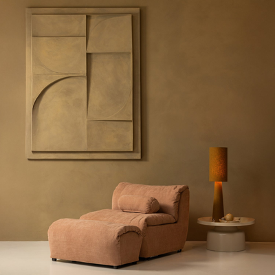 Baggy hocker geweven stof naturel melange
