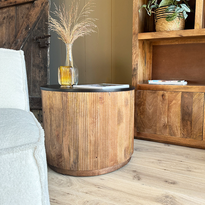 Old Inn Wonen salontafel Rome box zwart/bruin klein