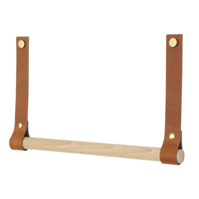 Leren keukenrolhouder (roldrager: rondhout)