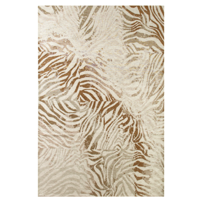 Vloerkleed Zebra met zebramotief in goudgeel kleuren met verouderde texturen