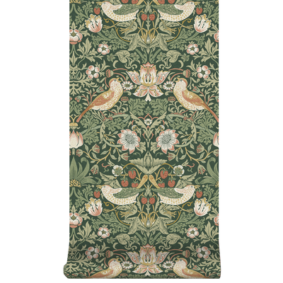 vliesbehang william morris at home strawberry thief rich green