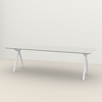 Studio HENK tafel Slim X-type Rechthoekig - wit frame, HPL Fenix bianco kos