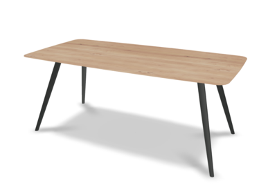 They & Me eettafel Joy – bootsvorm – eiken rustiek bianco olie – onderstel TM100 antraciet 180 x 90 x 75 | Eiken Rustiek Bianco Olie | Verjongde Rand | Frame TM100 antraciet