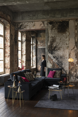 Ottoman velvet Zwart