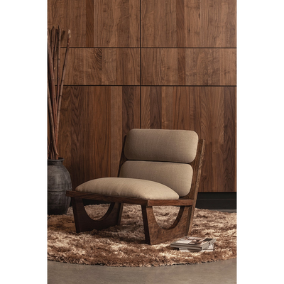 Opulent fauteuil boucle/hout naturel
