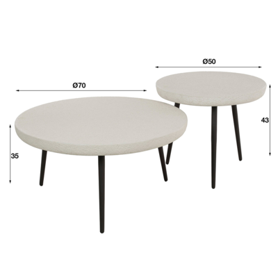 Salontafel Steengoed rond-set van 2