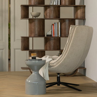 Kube draaifauteuil met hocker bruin
