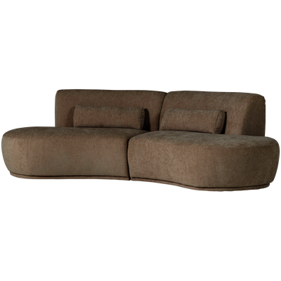 Batavier half ronde bank 4-zits velvet lichtbruin melange