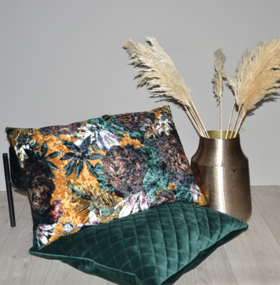 Kussen velvet flower leaves