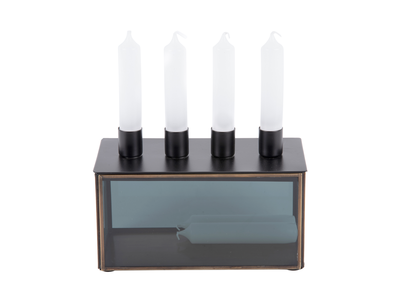 Kandelaar Boxed rechthoek zwart glas
