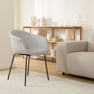 Eetkamerstoel Nora-Otis gestoffeerd - zwart onderstel - met armleuningen