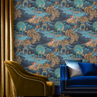 Graham &amp; Brown  vliesbehang  Edo Toile Navy