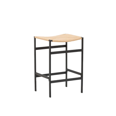 Barkurk Roan metalen zwart - met rotan zitting - 66 cm