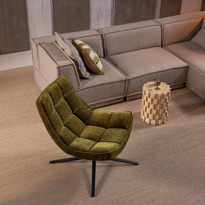 Maudi draaifauteuil chenille structuur groen