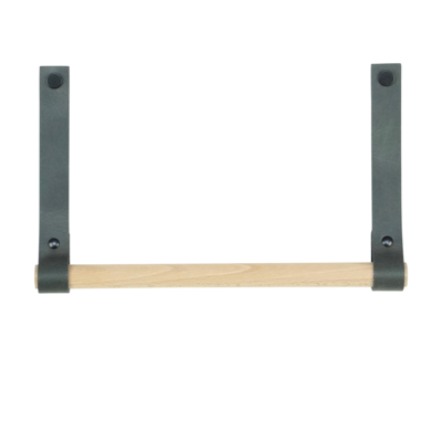 Leren keukenrolhouder (roldrager: rondhout)