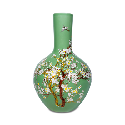Bloemenvaas geel M Vaas groen bloemen M