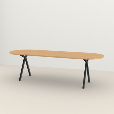 Studio HENK tafel Slim X-type Plat ovaal - zwart frame, hardwax light 3041