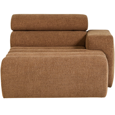 Novi chaise longue element arm rechts boucle karamelbruin