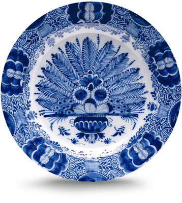 Rond schilderij aluminium Delfts blauwe borden