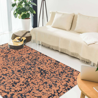 Eigentijds Cloud vloerkleed met interlaced patroon in oranje en blauw