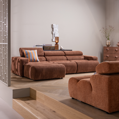 Novi chaise longue element arm links ribstof terra