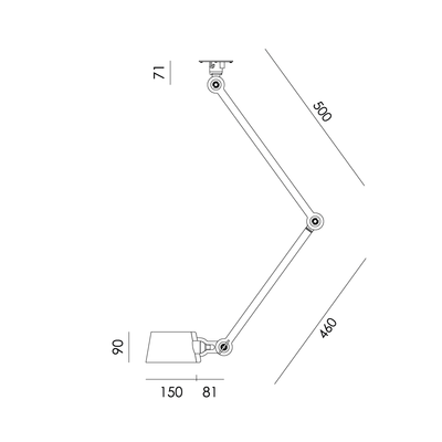Tonone plafondlamp Bolt 2 arms Side Fit Install