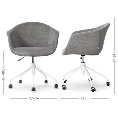 Nout-Otis bureaustoel wit onderstel - Gestoffeerde zitting met armleuningen